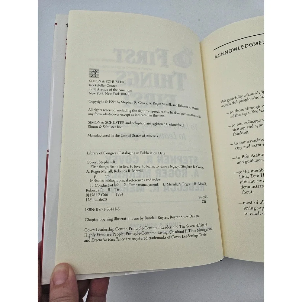 First Things First Covey Merrill Time Management Self Help‎ Book HC